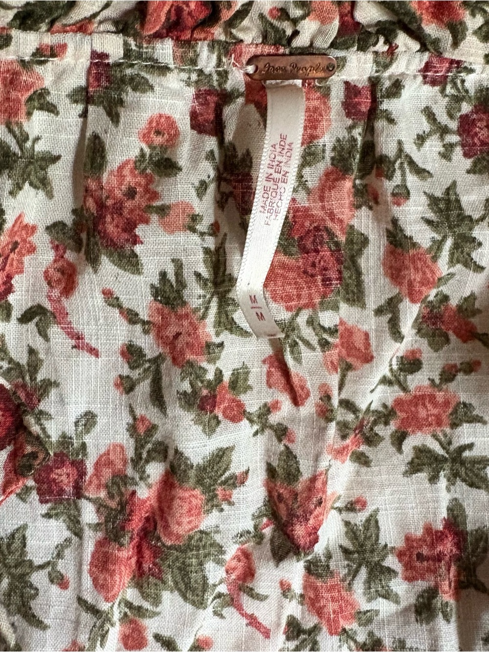Free People Floral Puff-Sleeve Blouse medium - Picture 10 of 11